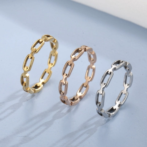 Anello A Catena Acciaio Inossidabile Cavo Geometrico Minimalista Fascia Stile Industriale Gioielli Lucidati Per Donne Uomini
