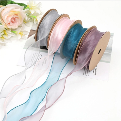 Chiffon Mermaid Yarn Ribbon Wave Edge Organza Pleated For Flower Gift Wrapping Cake Bow Decoration DIY Crafts