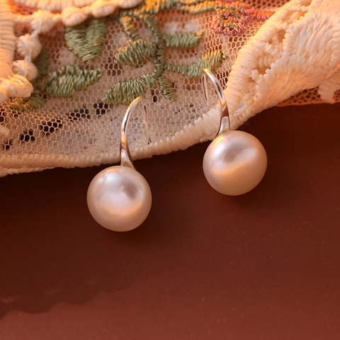 Elegant Natural Pearl Drop Hook Earrings For Women 925 Sterling Silver Earring Post Korean Style Pearl Dangle Earrings Jewelry