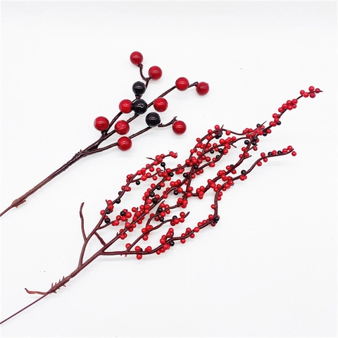 Artificial Berry Stems Glitter Foam Fruit Christmas Tree Wreath DIY Decoration Colorful Festive Branch