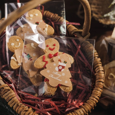 Christmas Kraft Paper Stickers For Gift Packaging Sealing Labels Santa Claus Snowman Reindeer Tree Baking Decor Holiday