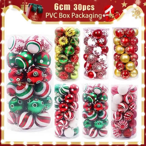 Weihnachtsbaumkugeln Galvanisierter Kunststoff Handbemalt Bruchsicher Feiertag Christbaumschmuck Bunte Muster