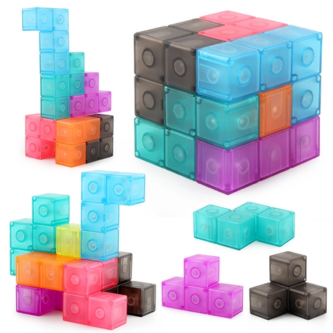 Cubo Di Blocchi Da Costruzione Magnetico Giocattolo Puzzle Educativo Traslucido Allenamento Logico Colorato Multifunzionale