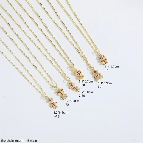 Collana con Ciondolo a Orsetto in Rame Vintage per Donna Placcata in Oro con Zirconia Ciondolo Animale Catena da Clavicola Gioielli