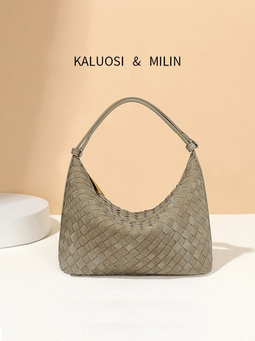 Geweven Hobo Tas Voor Dames Mat PU Leer Retro Oksel Schoudertas Met Rits Chique Crossbody Stijl Handtas