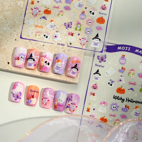 Halloween Nagelaufkleber Cartoon Geist Kürbis Mattierte Oberfläche Festliche Dekoration Für Maniküre Schönheit