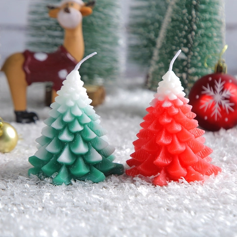 Weihnachtsbaum Duftkerze Gradient Schnee Design Paraffin Wachs Feiertag Tisch Deko Geschenkbox Raumduft