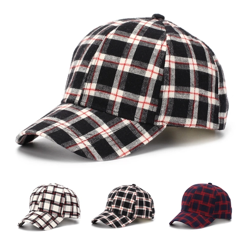 Casquette De Baseball À Carreaux Classique Motif Tartan Style Britannique Réglable Bord Incurvé Protection Solaire Extérieure Chapeau Unisexe