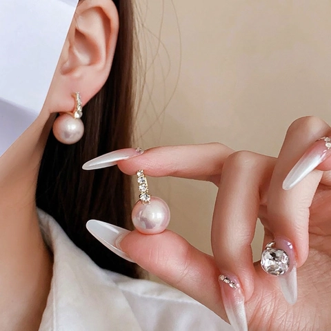 Vintage Elegante Legierung Künstliche Perle Strass Ohrringe Mit 925 Sterling Silber Stift Für Damen Luxus Schmuck Geschenk