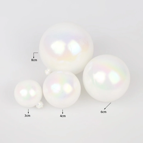 Iridescent White Christmas Ball Ornaments Plastic Pearlescent Hanging Baubles For Holiday Tree Decoration Party Decor