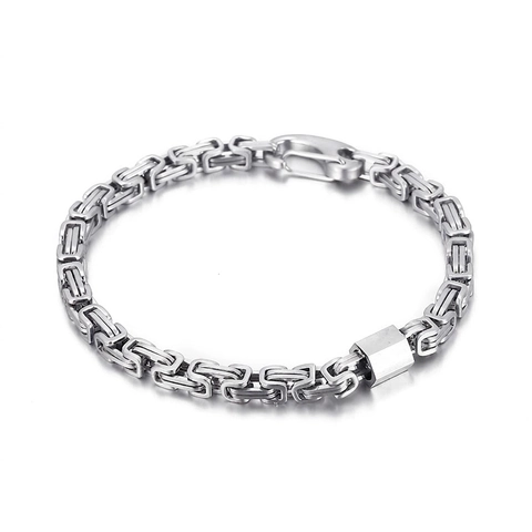 Men Byzantine Chain Bracelet 316L Stainless Steel Vintage Punk Geometric Link Bracelet Heavy Industrial Metal Jewelry