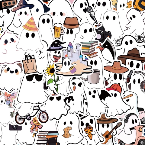 Cartoon Geest Stickers Waterdicht PVC Decals Voor Laptop Skateboard Gitaar Waterfles Schattig Kawaii Grappig Assorti
