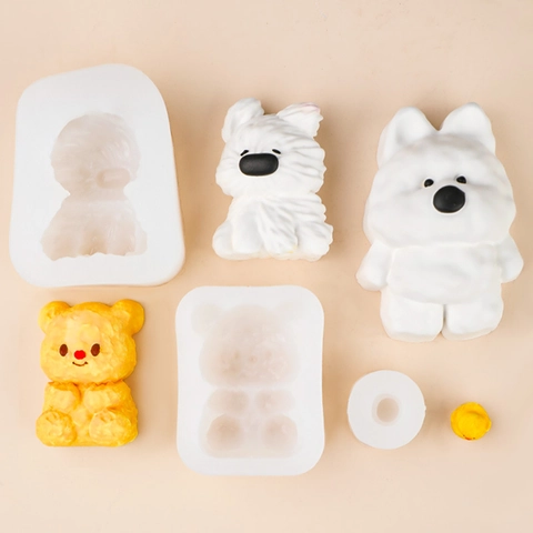 DIY 3D Silicone Mold For Animal Shapes Dog Bear Duck Ring Soap Candle Resin Plaster Making Cartoon Decorative Ornaments
