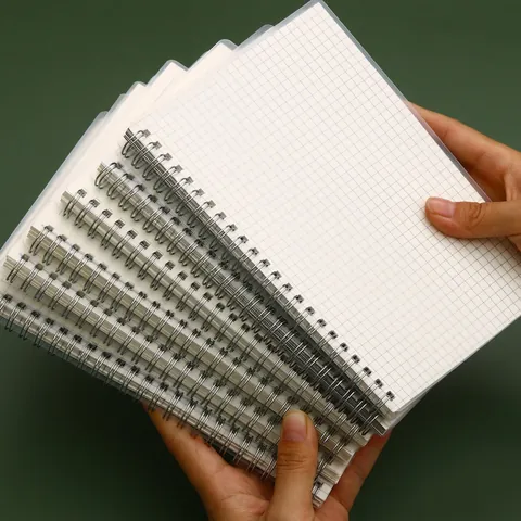 Cuaderno De Espiral Minimalista Con Cubierta De PP Esmerilado Para Oficina Escuela Escritura Papel Grueso Cuadrícula Rayas Blanco
