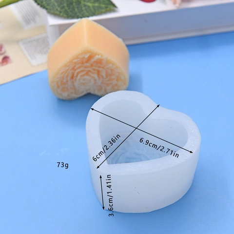 Heart Shaped Silicone Mold Rose Flower Embossed 3D Relief For DIY Baking Fondant Chocolate Soap Candle Making White