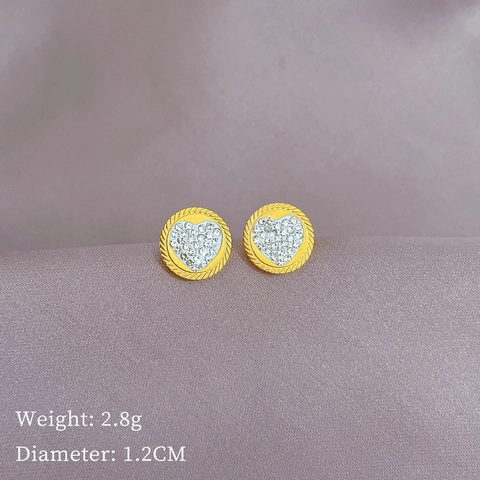 Orecchini A Lobo A Cuore In Acciaio Inossidabile Con Strass Rotondi Minimalisti Gioielli Unisex