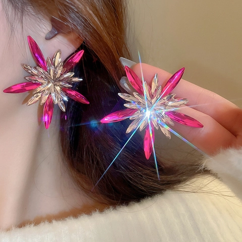 Orecchini A Lobo Stella Esagerati Con Perno In Argento Gioielli In Lega Di Fiocco Di Neve Brillanti Da Donna
