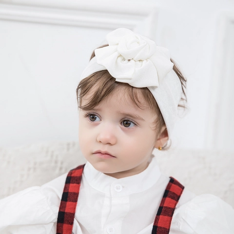 Baby Flower Headband Soft Elastic Ribbed Fabric Hair Band Toddler Infant Newborn Headwear