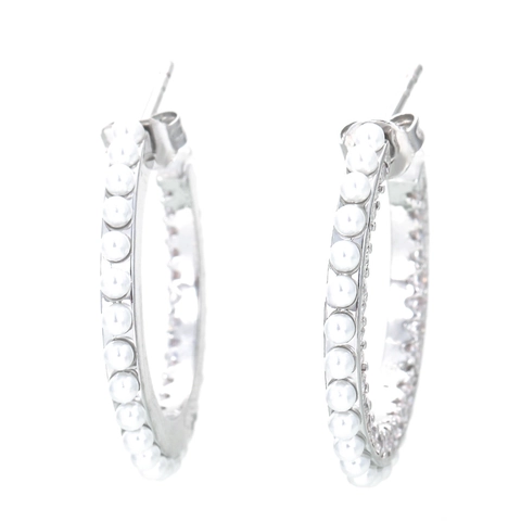 Pendientes de Aro en Forma de C Retro Con Circonia Y Perla Artificial Cobre Galvanizado Pendientes Geométricos Para Mujer