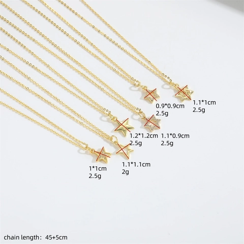 Collana con Ciondolo a Stella in Rame per Donna Placcata in Oro Pentagramma Esagramma Zirconia Intarsiata Catena Minimalista Gioielli