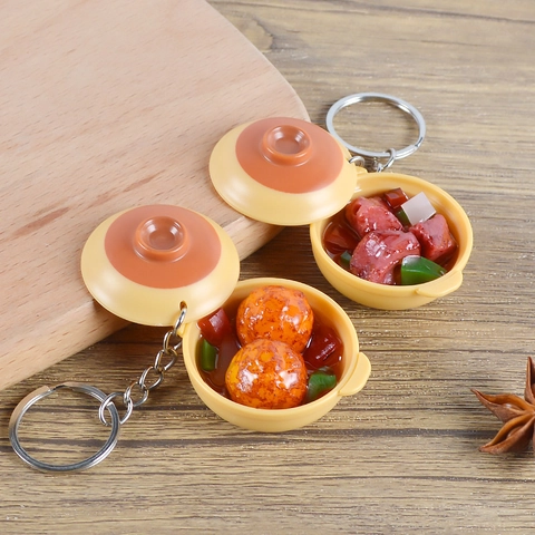 Portachiavi Cibo Di Simulazione Mini Casseruola Pentola Di Terracotta Modello In Miniatura PVC Resina Ciondolo Borsa Creativo Regalo