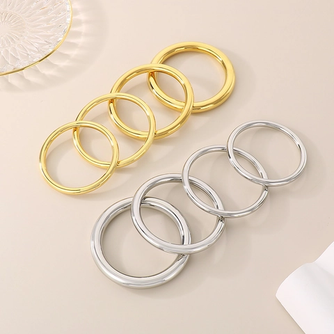 Minimalist Hollow Bangle Stainless Steel Polished Round Circular Cuff Bracelet For Women Trendy Jewelry