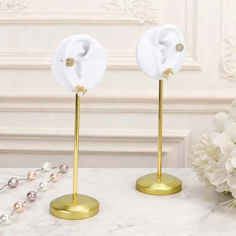 Earring Display Stand Simulation Ear Model Resin Jewelry Holder Metal Rod For Countertop Showcase Photography Props Elegant