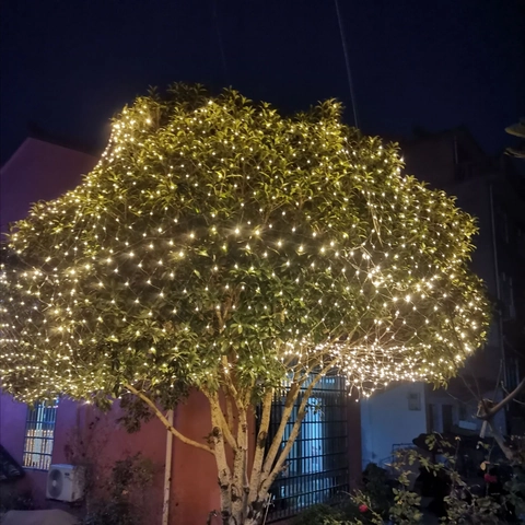 Guirnalda Luces Red LED Solar Exterior Impermeable Decorativa Malla Para Jardín Patio Navidad Boda