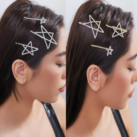 Strass Ster Haarclips Glinsterende Legering Vijfpuntige Ster Haarspelden Minimalistische Zijclips Mode Haaraccessoires Voor Vrouwen Meisjes