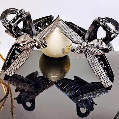 Elegante Molletta Per Capelli Con Fiocco In Strass Fermaglio Luccicante Con Diamanti Per Donne Ragazze Stile Coreano