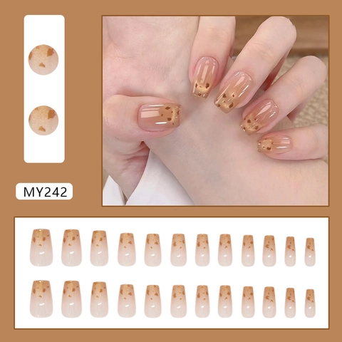 Press On Nägel Goldfolie Leopard Cat Eye Gradient Ballerina Sargform Elegante Chic Maniküre Zubehör