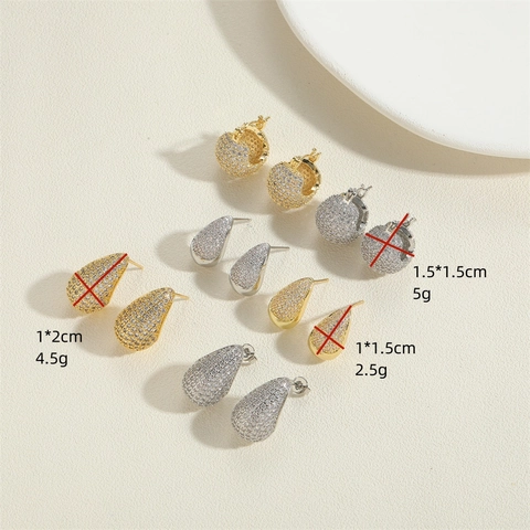 Hoop Stud Ohrringe Kupfer Zirkon Pavé Elegant Geometrisch Gold Silber Plattiert Mode Schmuck Für Frauen