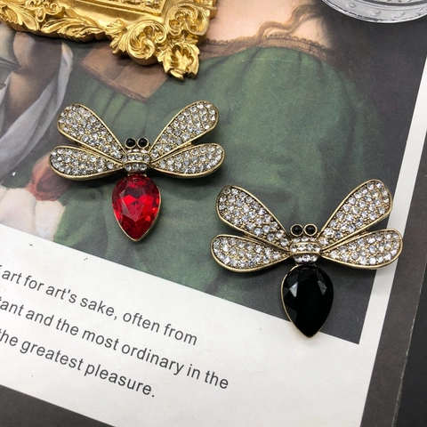 Spilla Libellula Retro Lega Rame Con Strass E Grande Zircone A Goccia Elegante Accessorio Vintage Per Donne