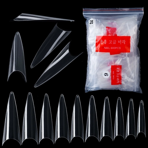 Punte Per Unghie Finte Lunghe A Stiletto ABS Copertura Completa Unghie Artificiali Salone Estensione Fai Da Te Per Donne