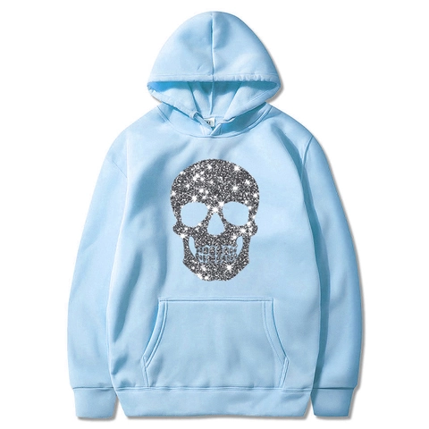 Sweat À Capuche Halloween Imprimé Crâne Manches Longues Pullover Graphique À Paillettes Pour Hommes Femmes Style Européen