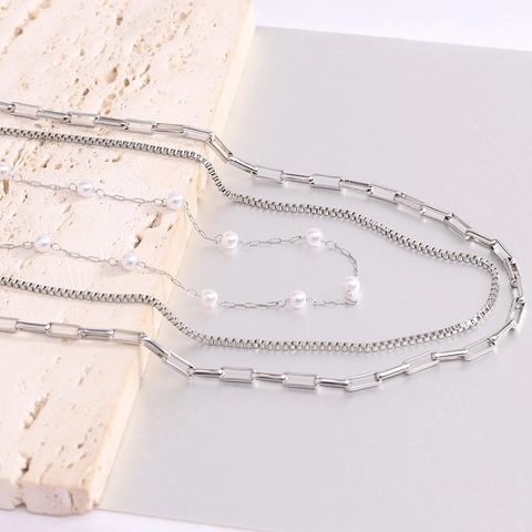 Minimalist Solid Color Titanium Steel Polishing Layered Necklaces