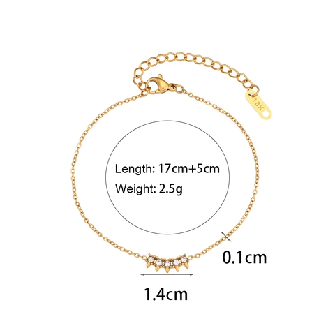 Pulsera De Acero Inoxidable Chapada En Oro De 18K Para Mujer Moda Zircón Incrustado Cadena De Serpiente Margarita Joyería