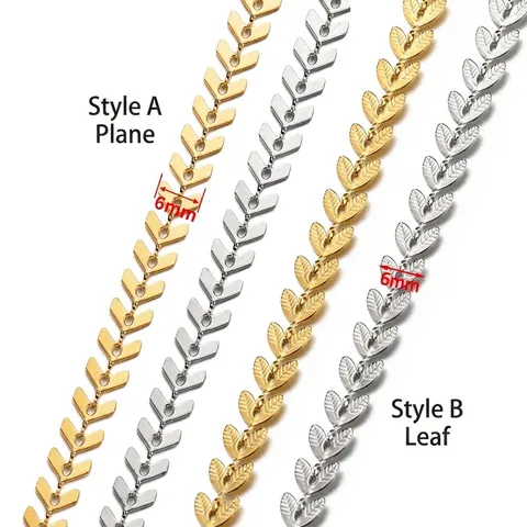 Roestvrijstalen DIY Sieradenketting Chevron V-Vorm En Bladontwerpen Voor Handgemaakte Kettingen Armbanden Maken Kleurbehoud