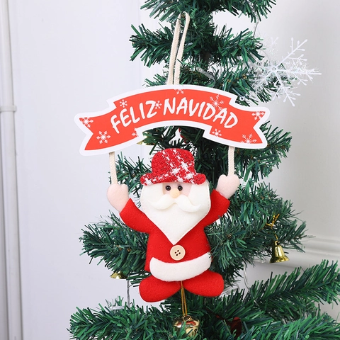 Weihnachten Hängende Dekoration Stoff Filz Mit Glocke Feliz Navidad Banner Weihnachtsmann Schneemann Rentier Baumschmuck