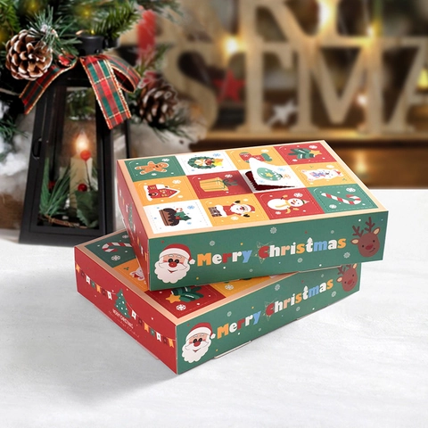 Scatola Regalo Calendario Avvento Di Natale Cartone 12 Griglie Sorpresa Cartone Animato Decorazione