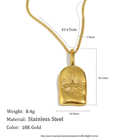 Bird Sunburst Pendant Necklace Vintage Niche Luxury Relief Jewelry 18K Gold Plated Stainless Steel For Women
