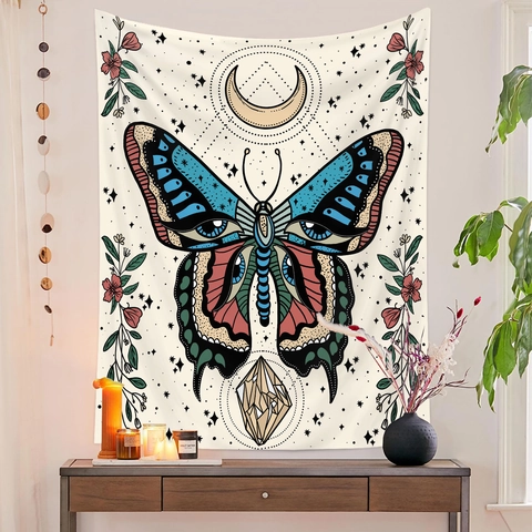 Mystische Schmetterling Motte Tapisserie Wandbehang Polyester Boho Gothic Heimdekor Für Schlafzimmer Wohnzimmer