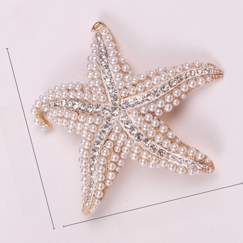 Broche De Estrella De Mar Vintage Para Mujer Con Diamantes De Imitación De Aleación Y Perlas Artificiales Artificiales Elegante