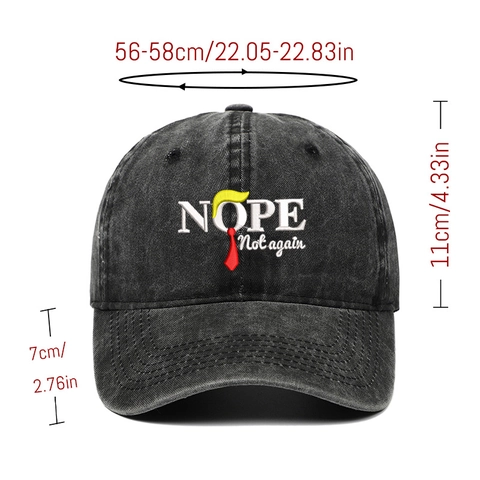 Washed Cotton Baseballkappe Vintage Distressed Verstellbare Mütze NOPE Not Again Stickerei Unisex Outdoor Sonnenschutz