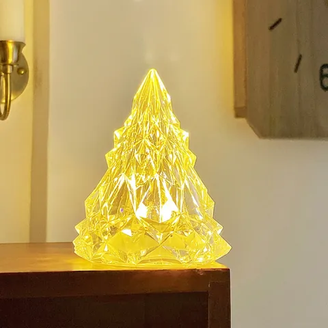 Iceberg Night Light Transparent Crystal Texture Warm Yellow LED Desktop Atmosphere Lamp For Bedroom Bedside Decor Gift