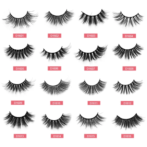 3D Multilayer False Eyelashes Synthetic Fiber Thick Curly Cross Handmade Reusable Natural Look Makeup With Pink Box