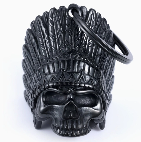 Pendaglio Campana Teschio Capo Indiano Retro Acciaio Inossidabile Gioielli Collana Punk Biker