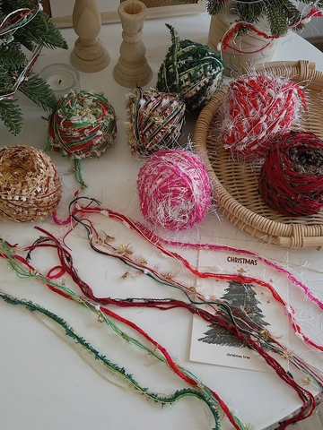 Christmas DIY Mixed Yarn Ribbon Metallic Thread Rope Maillard Style Xmas Tree Bow Decorations Floral Wrapping Material