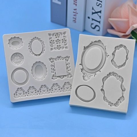 Vintage Frame Relief Silicone Mold Cake Decoration Fondant Chocolate Candy DIY Craft Baking Tool