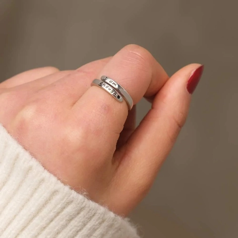 S925 Sterlingsilber I Am Enough Gravierter Offener Ring Minimalistischer Herzring Verstellbarer Modeschmuck Für Damen